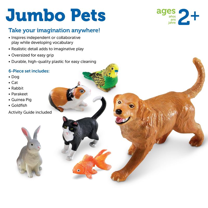 Learning Resources Jumbo Domestic Pets: Cat, Dog, Rabbit, Guinea Pig, Fish and Bird, 6 Animals, Ages 2+, 5 of 6