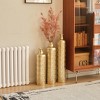 Gulches Floor Metal Vases Decorated White Metal vases Set of 3 gorgeous home decoration large glazed metal vases 25.2in/29.33in/34.25in height - 2 of 4
