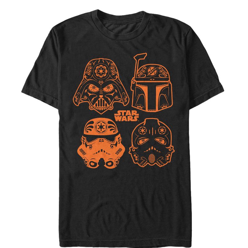Men's Star Wars Halloween Sugar Villains Helmets T-Shirt, 1 of 5