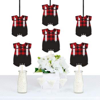 Big Dot of Happiness Lumberjack - Baby Bodysuit Channel The Flannel Decor - DIY Buffalo Plaid Baby Shower or 1st Birthday Party Essentials - Set of 20