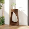 Lyngins Round Outdoor End Tables, Wood-Effect MGO Outdoor Side Table, Hollow Base Patio End Table for Outside or Indoor Use - 3 of 4