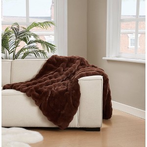 Brooklyn Loom 50"x70" Bubble Rabbit Faux Fur Throw Brown - 1 of 4