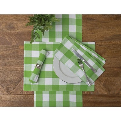 Sprout Green and White Cotton Checkered Placemat Set of 6