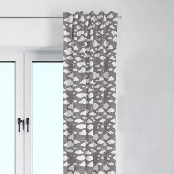 Bacati - Clouds in the City Grey Cityscape Cotton Printed Single Window Curtain Panel