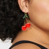 Cherry Drop Earrings - A New Day™ Red/Gold: Nickel-Free Metal, Post Closure, 2.8" Length, 1.1" Width, 0.48 oz Weight - 2 of 3