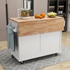 NicBex Mobile Kitchen Island Cart Morden Kitchen Storage Cabinets on Wheels with Sliding Barn Cabinet Door and 2 Drawers for Kitchen - 4 of 4