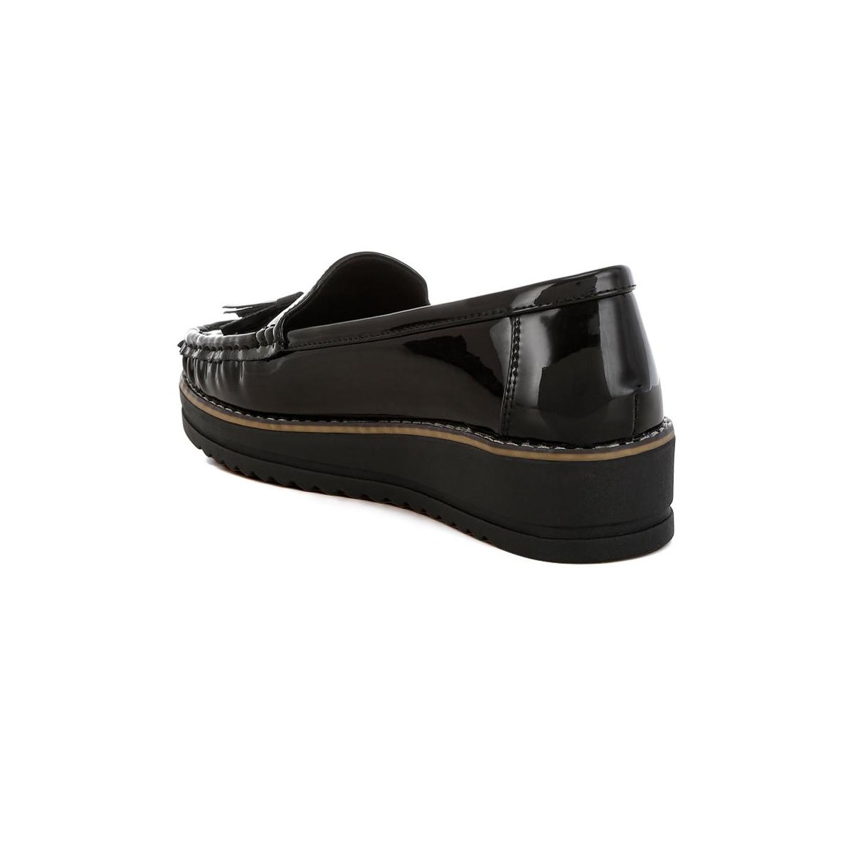 Женские туфли London Rag Womens Strelka Tassel Detail Flatform Loafers Black 9 — фото 3