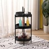 ChicFurnit Console Tables Couch Table Small Side Table 3-Tier Mobile Storage Table Oval End Table for Living Room, Black, 11.81"*8.26"*28.74" - 2 of 4