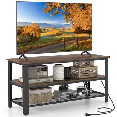 Tangkula 3-tier TV Stand for TVs up to 50 Inches w/ Power Outlets USB Ports Shelves