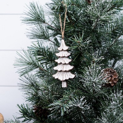 Melrose White and Beige Resin Pine Tree Ornaments Set