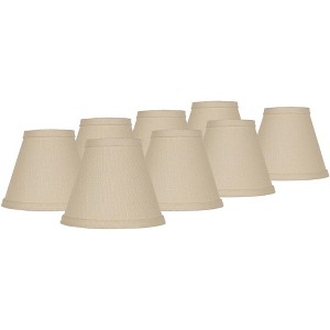 Springcrest Set of 8 Chandelier Lamp Shades Beige Linen Chandelier Small 3" Top x 6" Bottom x 5" High Candelabra Clip-On Fitting - 1 of 4