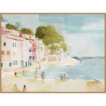42" x 32" A Weekend in Cassis by Urban Road Framed Canvas Wall Art Print - Amanti Art