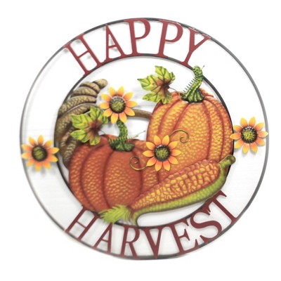 Home & Garden 28.0" Round Pumpkin Wall Art Decor Thanksgiving Fall Harvest Direct Designs International  -  Wall Sign Panels