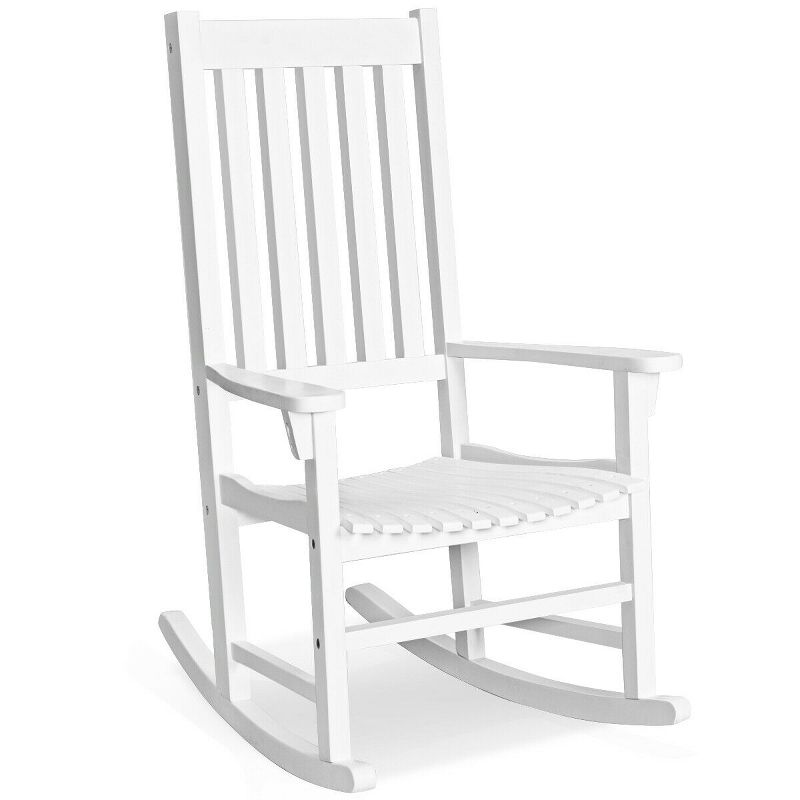 Costway Wooden Rocking Chair Porch Rocker High Back Garden Seat For Indoor Outdoor, 1 of 11