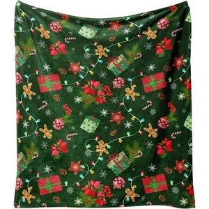 Lomsoe Christmas Throw Blanket, Winter Xmas Holiday Festival Cute Plaid Snowman Santa Gingerbread Blanket for Women Men. - 1 of 4
