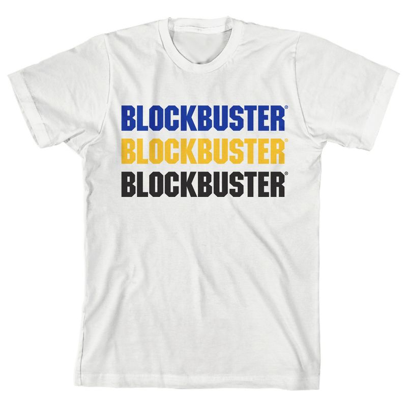 Bioworld Blockbuster Multicolor Logo Youth White Short Sleeve Crew Neck Tee, 1 of 4