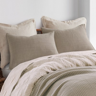 Taupe Cotton Reversible Full/Queen Quilt Set