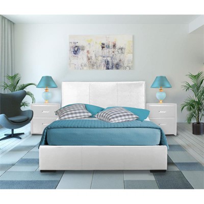 Camden Isle Abbey White Faux Leather Upholstered King Platform Bed