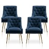 Modern Dining Chairs Set of 4, Upholstered Accent Chair Tufted Back Armless Chair with Back Pull - 2 of 4