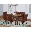 HomeStock 7-Piece Rectangle Natural Oak Finish Solid Wood Top Dining Table with 6 Parson Chairs - 2 of 4
