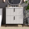 KWPZQEB 30" Modern Bathroom Vanity with Ceramic Sink, Vanity Cabinet w/ 2 Full-Extension Drawers & Vertical Pulls,Fluted Design Bath Vanity Sink Combo - 2 of 4