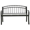 vidaXL Outdoor Patio Bench Garden Park Steel Bench for Outdoor Backyard Steel - Black With Table - 3 of 4