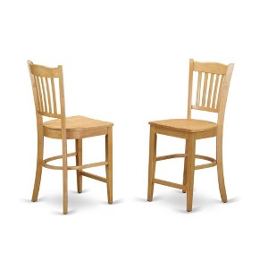 East West Furniture,Groton Counter Stools With Wood Seat In Oak Finish, Set of 2 - 1 of 3