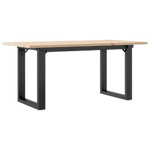 vidaXL Coffee Table o-Frame Solid Wood Pine Steel Living Room Furniture Modern Rustic Rectangular Table Brown 35.4"x15.7"x17.7" - 1 of 4