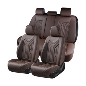 Coverado Automotive Seat Covers Luxury Faux Leather Seat Proetctor, Front and Back Seat Covers 5 Seats - 1 of 4