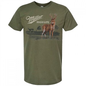 Mens Miller High Life Wildlife Deer Green Colorway T-Shirt - 1 of 2