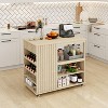 TIRAMISUBEST Modern Kitchen Island with Storage Drawer Wine Rack Lockable Casters,Kitchen Cart for Kitchen,Dining Room - 3 of 4