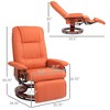 Faux Leather Recliner Chair, Swivel Recliner with Footrest, Armrest and Wood Base for Living Room - 3 of 4