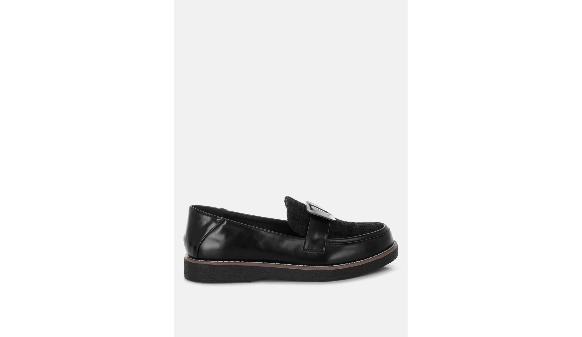 Elaris Tweed & Faux Leather Loafers