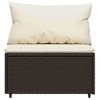 vidaXL Elegant Brown Middle Sofa with Cream White Cushions - Poly Rattan Patio Furniture, Weather-Resistant, Sturdy Powder-Coated Steel Frame - 3 of 4
