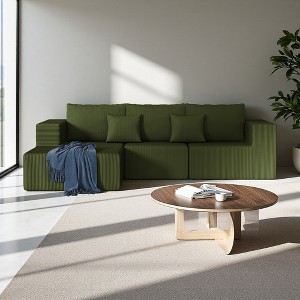 108.3" Corduroy L-Shaped Modular Sectional Sofa, 3-Piece Set - 1 of 4