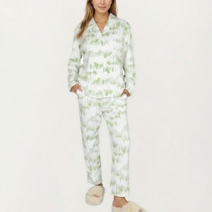Anna-Kaci Lounge Women's 2-Piece Set Built-In Chest Pads Top and Relaxed Fit Pants Pajama Set with Brushstroke Print - 1 of 4