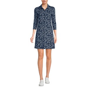 Lands' End Women's Active 3/4 Sleeve Polo Dress - 1 of 3