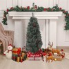 COZONY Flocked Artificial Christmas Tree, Slim Pre-Lit Snow Pine Xmas Tree with Metal Stand, Realistic Branches for Indoor Outdoor Holiday Home Decor - 3 of 4