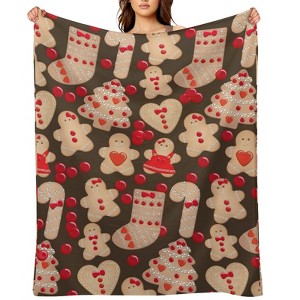 Gingerbread Cookies Christmas Christmas Throw Blanket Soft Fleece Christmas Blanket Cozy Flannel Throw for Couch Bed 50x60 inches - 1 of 1