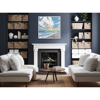 30"x30" White Beaded Fort Myers Beach Canvas Print