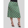 24seven Comfort Apparel Plus Size Green Geometric Print Comfortable Elastic Waist Knee Length Skirt - 2 of 4