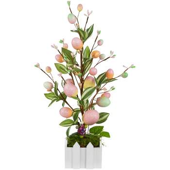 Northlight Artificial Potted Twig Tree with Easter Eggs - 18" - Pink