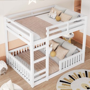 Whisen Full over Full Wooden Bunk Bed with Ladder and Safety Guardrails - 1 of 4