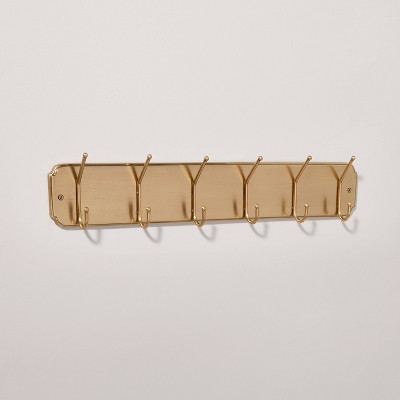 24 Classic Metal Wall Hook Rack Brass Finish - Hearth & Hand