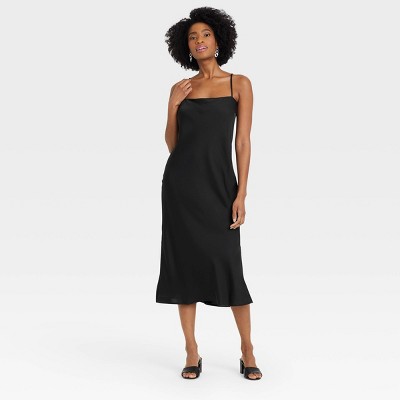 black knee length slip