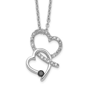 Black Bow Jewelry 1/4 Ctw Black & White Diamond Double Heart Necklace in Sterling Silver - 1 of 4