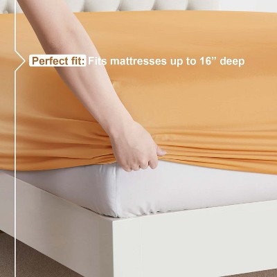 Apricot Buff Orange Queen Microfiber Deep Pocket Sheet Set