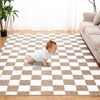 Itopfox Super Soft Fluffy Checkered Shaggy Area Rug, Beige and White Fuzzy Carpet for Living Room Bedroom Kids Room Nursery Dorm Home Decor - 2 of 4
