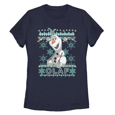 Women s Frozen Ugly Christmas Olaf T Shirt Black Medium