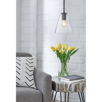 Collbrook 8.75'' Clear Glass & Black Finish Contemporary Pendant Light